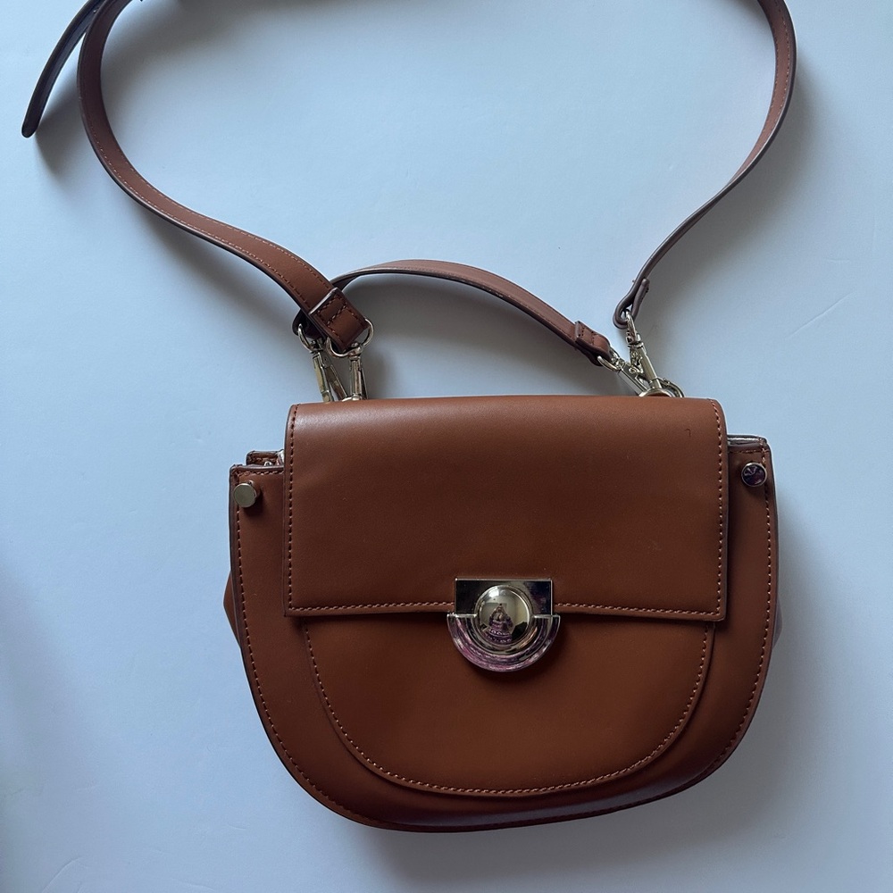 Zara Oval Brown Crossbody Bag